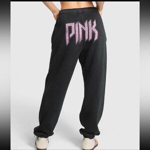 VICTORIA SECRET PINK JOGGER SWEATPANT BLACK BAND TWICE FASHION SHOW 2025 XS